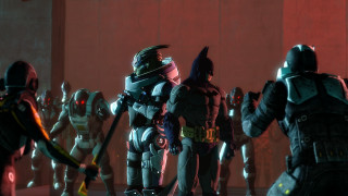 Group costumes red light mecha - a red light behind them free wallpaper