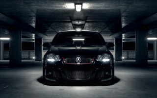 Black car parking garage headlights - a parking garage free wallpaper for desktop