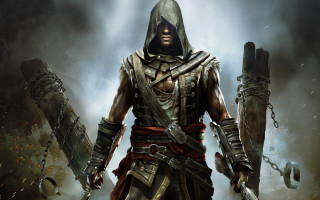 Hooded swordsman foggy background armor - evil free wallpaper