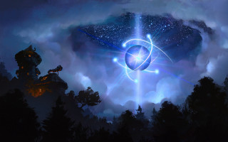 Star constellation moon fireworks aurora - blue light free wallpaper