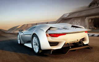 White sports car building large - cgstudio free wallpaper