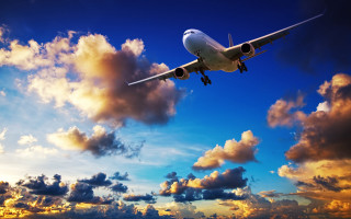 Plane clouds blue sky dusk - white cloud free wallpaper for desktop