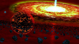 Red yellow object black hole - a. hardy free wallpaper