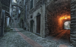 Narrow alley stone building light - a stone walkway free wallpaper