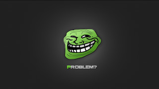Green troll face smile problem - sticker free wallpaper for desktop