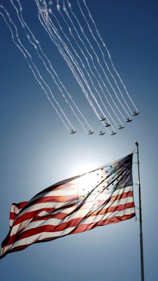 Flag jets flying sky pole - free airplane wallpaper for mobile