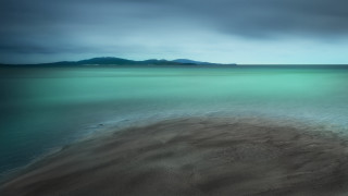 Beach water mountain cloudy sand - rich moody colour free wallpaper