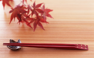 Red chopsticks wooden table autumn - asai chū free wallpaper
