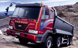 Red dump truck mountain road - ding guanpeng free wallpaper for desktop