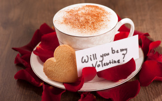 Hot chocolate heart cookie romantic - free valentines wallpaper