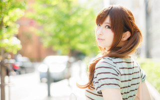 Woman long hair bench outdoors - canon 5 0 mm free wallpaper