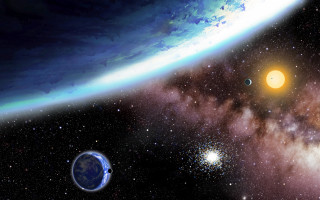Planets bright star distant foreground - a group of planets free wallpaper for desktop