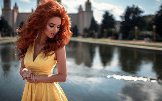 Yellow dress castle pond elina - a yellow dress free wallpaper