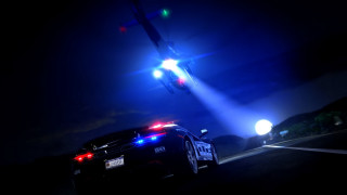 Police car night plane moonlight - the roof free wallpaper