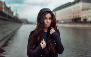 Woman waterfront hoodie sweater portrait - a body of water free wallpaper