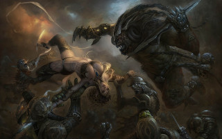 Battle giant creature demon fantasy - a battle free wallpaper