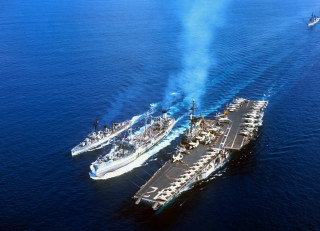 Two ships smoke boat water - 1 9 7 0 s free wallpaper