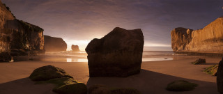 Beach rocks water sunset clouds - rock and water free wallpaper