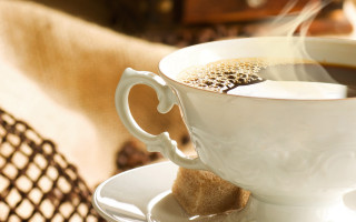 Coffee bread dog table hyperrealism - a saucer free wallpaper