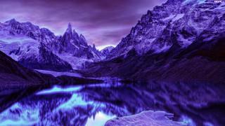 Mountain lake purple sky gothic - a purple sky in the background free wallpaper for desktop