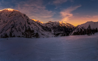 Snowy mountain range cloudy sunset 2 - arthur b. carles free wallpaper