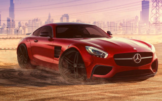 Red mercedes sports car dirt - high free wallpaper