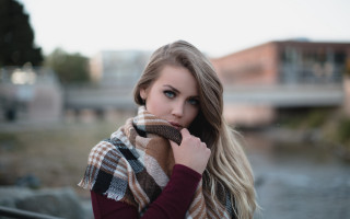 Woman longhair scarf sweater serious - free vintage wallpaper