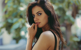 Seductive brow bokeh posing longhair - seductive look free wallpaper