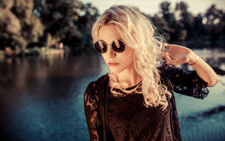 Woman sunglasses lake bokeh fashion - sunglass free wallpaper for desktop