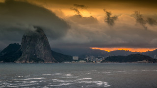 Mountain city cloudy sunset water - christo free wallpaper