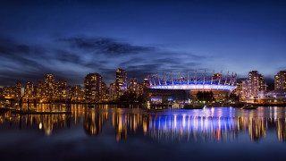 Vancouver stadium cityscape reflection night - vancouver school free wallpaper