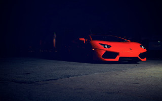 Red sports car night parking 6 - intimidating free wallpaper