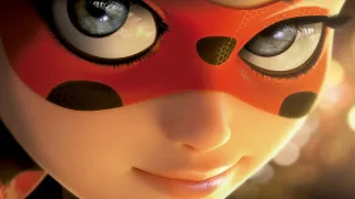 Girl red mask eyes dots - promotional free wallpaper