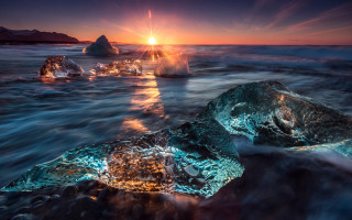 Sunset ocean rocks formation sunlight - rock free wallpaper