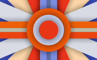 Colorful abstract circular red bauhaus - triadic free wallpaper for desktop