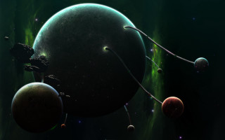 Planet satellites stars space art - image of a planet free wallpaper