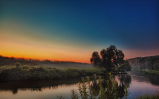 River sunset trees horizon mystical - artur tarnowski free wallpaper