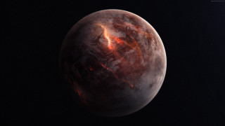Red planet flame moon starry - shown free wallpaper