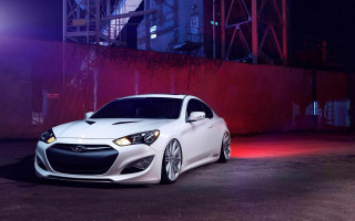 White car red wall night - ambient light free wallpaper for desktop