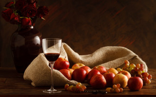 Wine glass fruit table vase - caravaggio free wallpaper