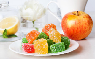 Gummy bears apple coffee flowers - gummy free wallpaper
