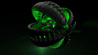Green tire skull reflection glowing - a skull free wallpaper for desktop
