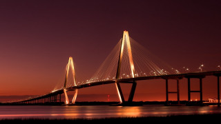 Bridge night lights redsky reflection - elizabeth charleston free wallpaper