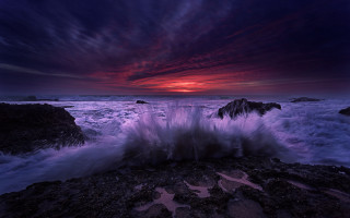 Wave crash foamy sunset ocean - foamy free wallpaper
