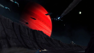 Red planet ships red moon - a group of ships free wallpaper