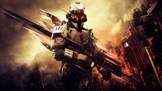 Robot city gun ruins scifi - his hand and a gun free wallpaper