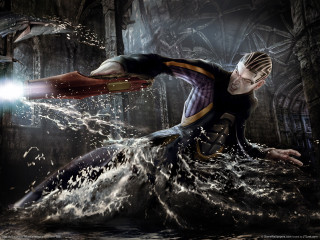 Futuristic man water light bird - a futuristic suit free wallpaper for desktop