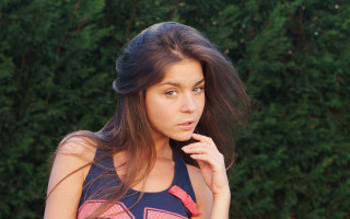 Woman long hair bush outdoors - flowing hair free wallpaper for desktop