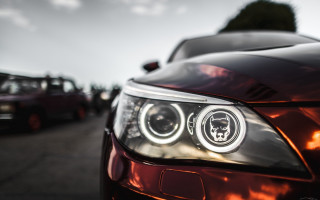 Car headlights street background cloudy - other car free wallpaper