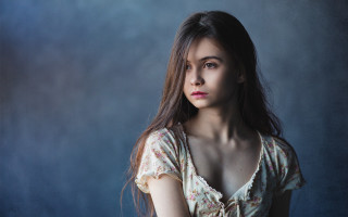 Elina karimova portrait blood floral - long hair and a dress free wallpaper